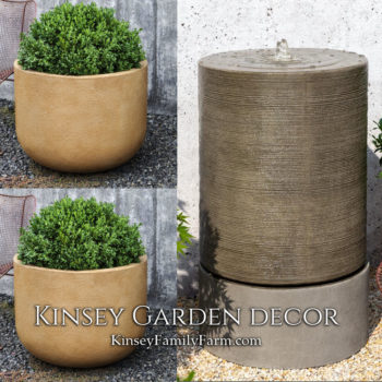 Kinsey Garden Decor Large Cylinder fountain planters set