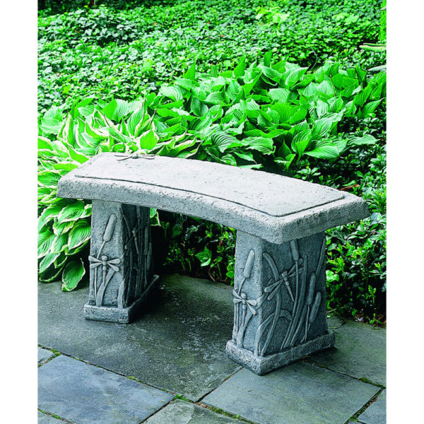 Dragonfly Curved Stone Outdoor Bench Seat Kinsey Garden Decor - Decorative Garden Benches
