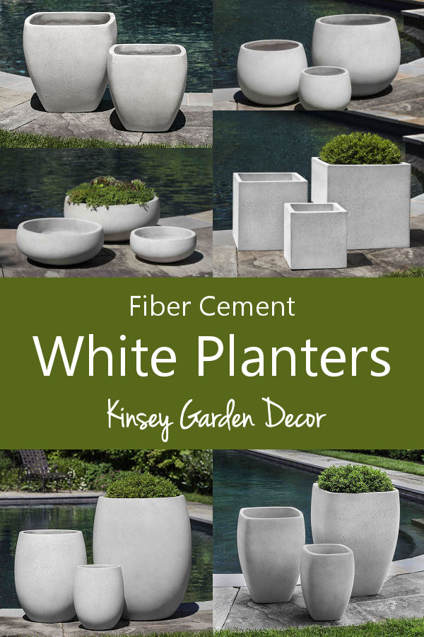 Kinsey Garden Decor fiber cement planters white