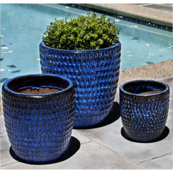Kinsey Garden Decor ceramic Dimple Planters Blue