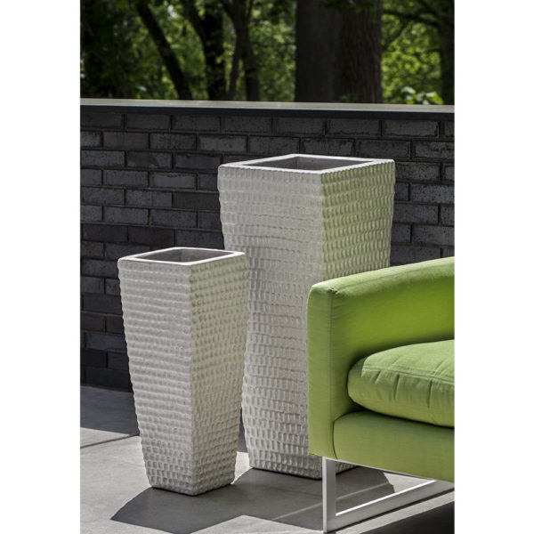 Kinsey Garden Decor ceramic planters Dimple Tall Square White