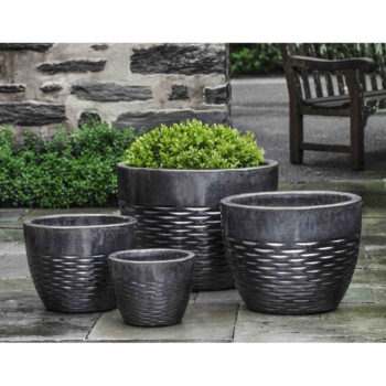 Hyphen Ice Black Ceramic Tall Planters Kinsey Garden Decor - Large Patio Planters Black
