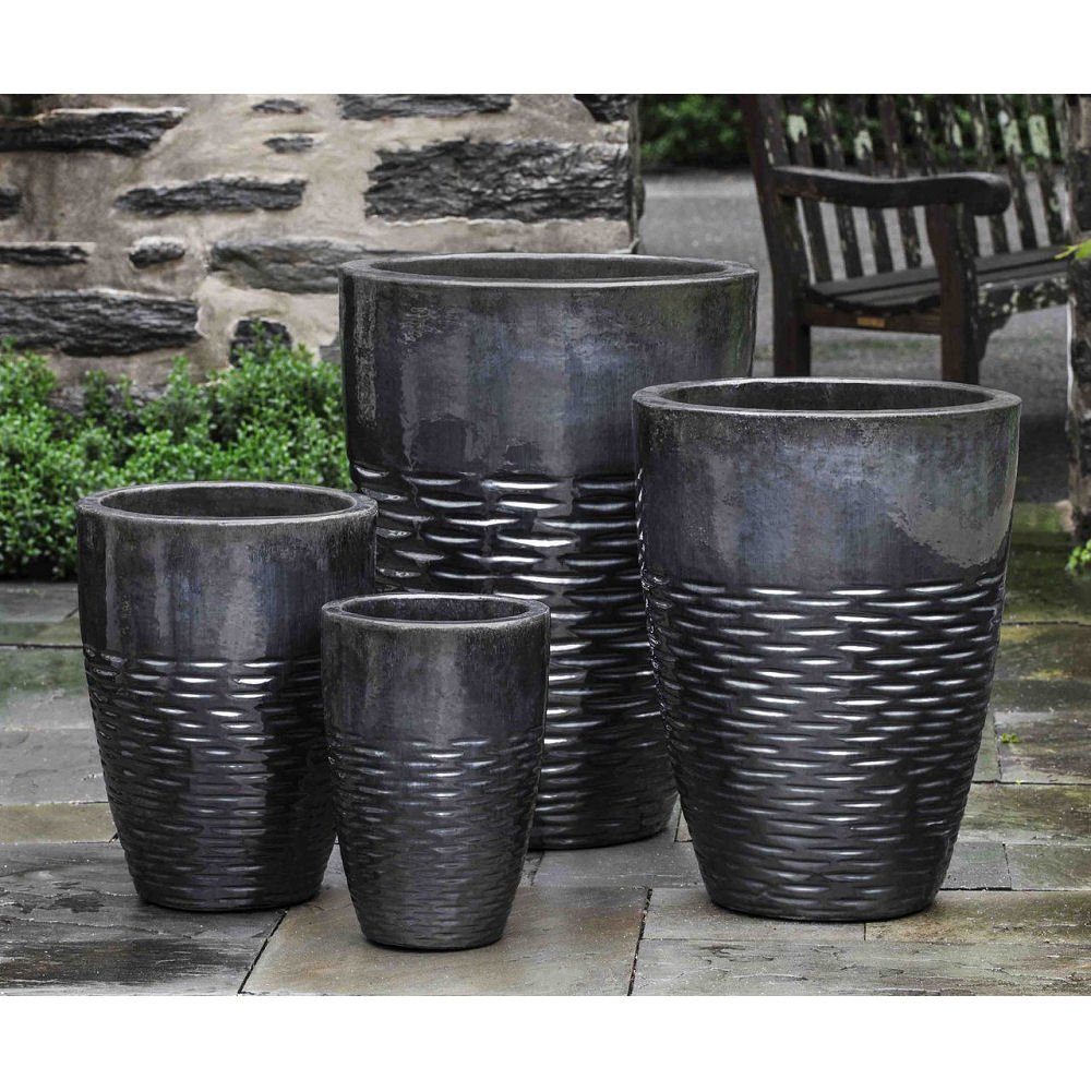 kasket digital kapitalisme Hyphen Ice Black Ceramic Tall Planters | Kinsey Garden Decor