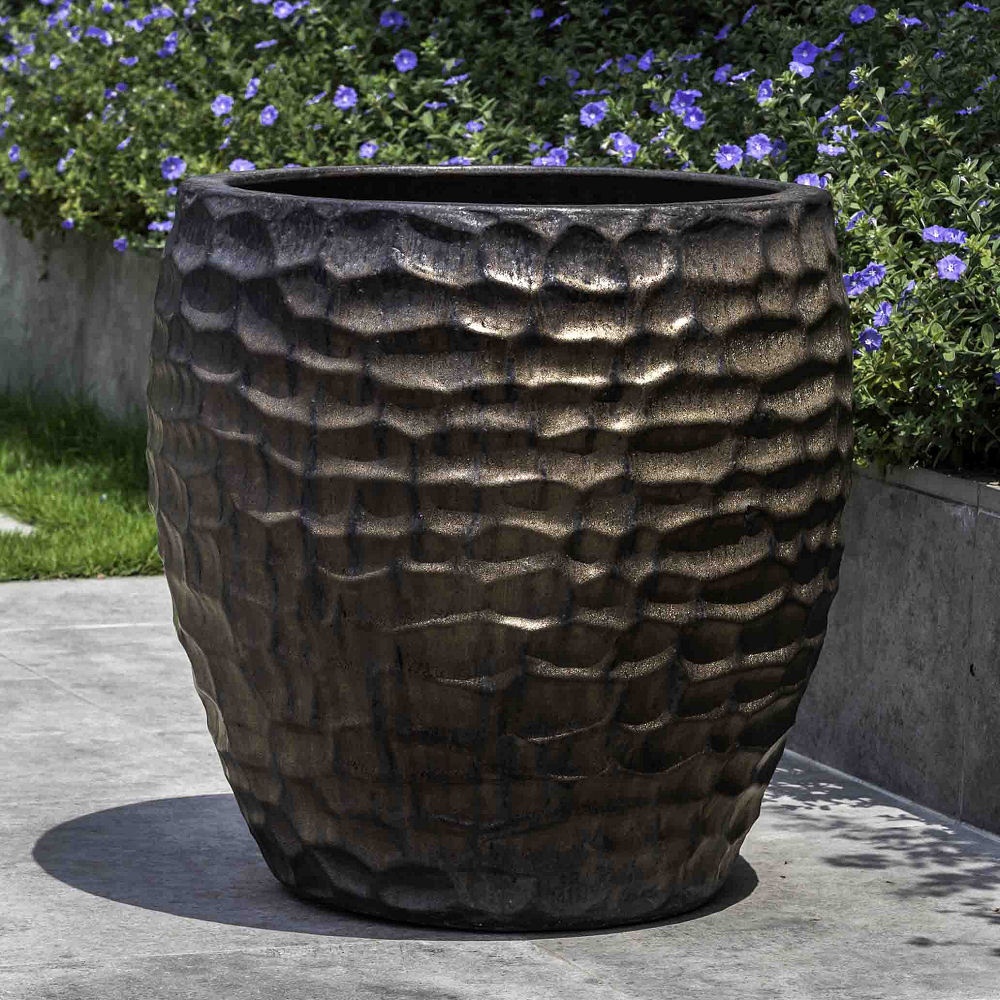 Hammered Ceramic  Kowloon Planter  Bronze Kinsey Garden Decor