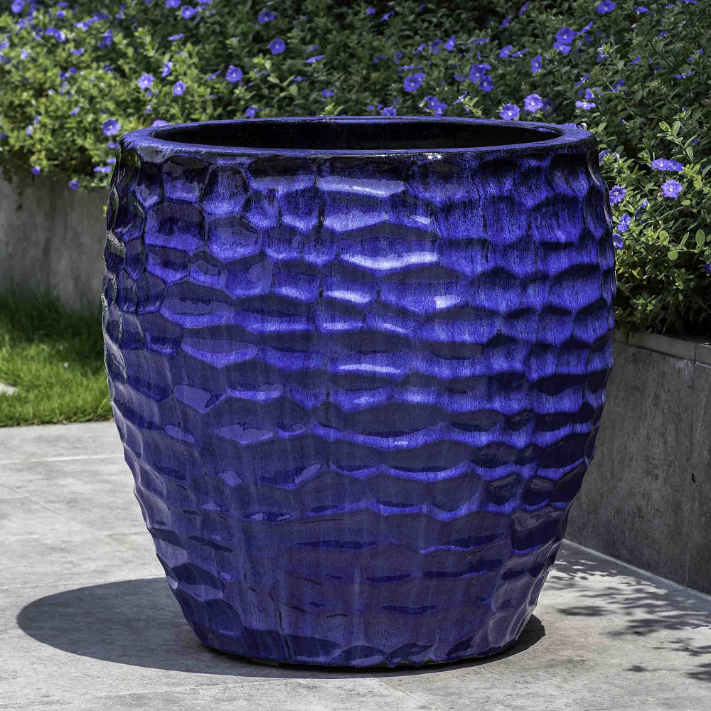 Hammered Ceramic Kowloon Planter Blue | Kinsey Garden Decor