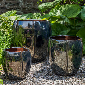 Kinsey Garden Decor Rib Vault ceramic Planter Metallic