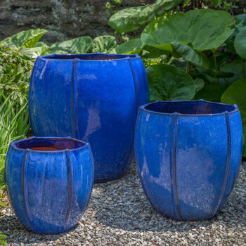 Kinsey Garden Decor Rib Vault ceramic Planter Riviera Blue