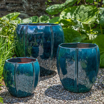 Kinsey Garden Decor Rib Vault ceramic planter Indigo Rain
