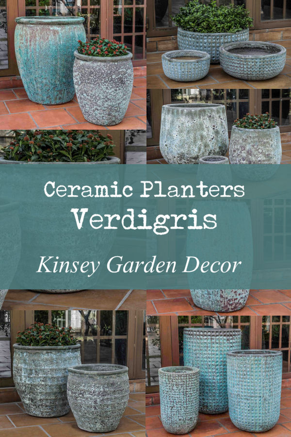 Kinsey Garden Decor ceramic planters Verdigris