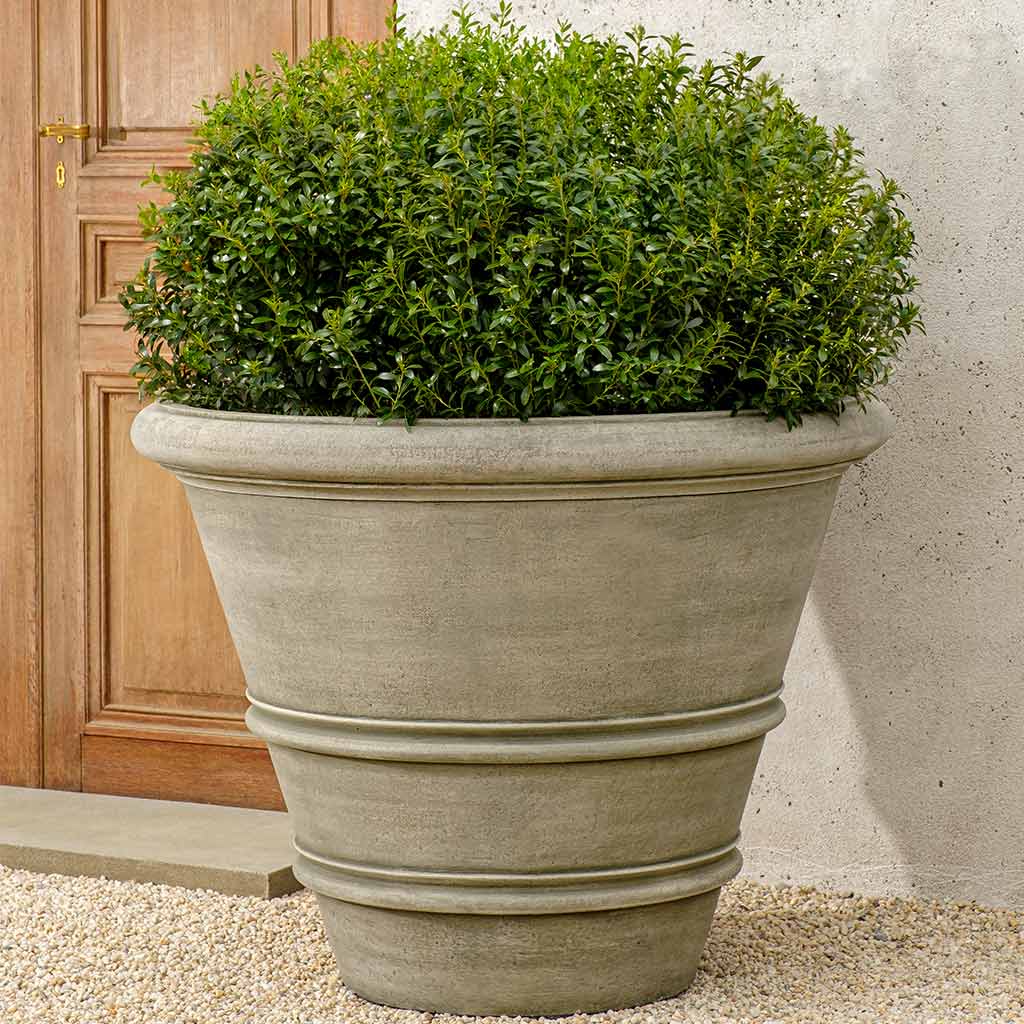 Rustic Rolled Rim Cast Stone Planter Large Kinsey Garden Decor