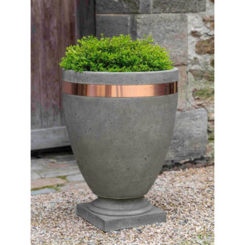 Moderne Tall Planter Egg Pot Copper Band Garden Urn