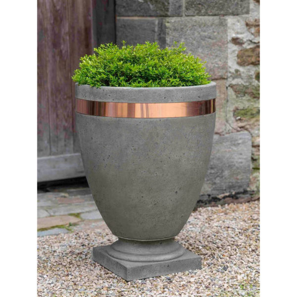 Moderne Tall Planter Egg Pot Copper Band Garden Urn