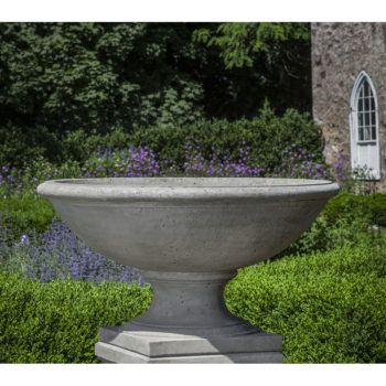 x 10-3/4 in. Cast Stone Ornate Low Urn Patio Planter in Aged Charcoal 16-1/4 in 
