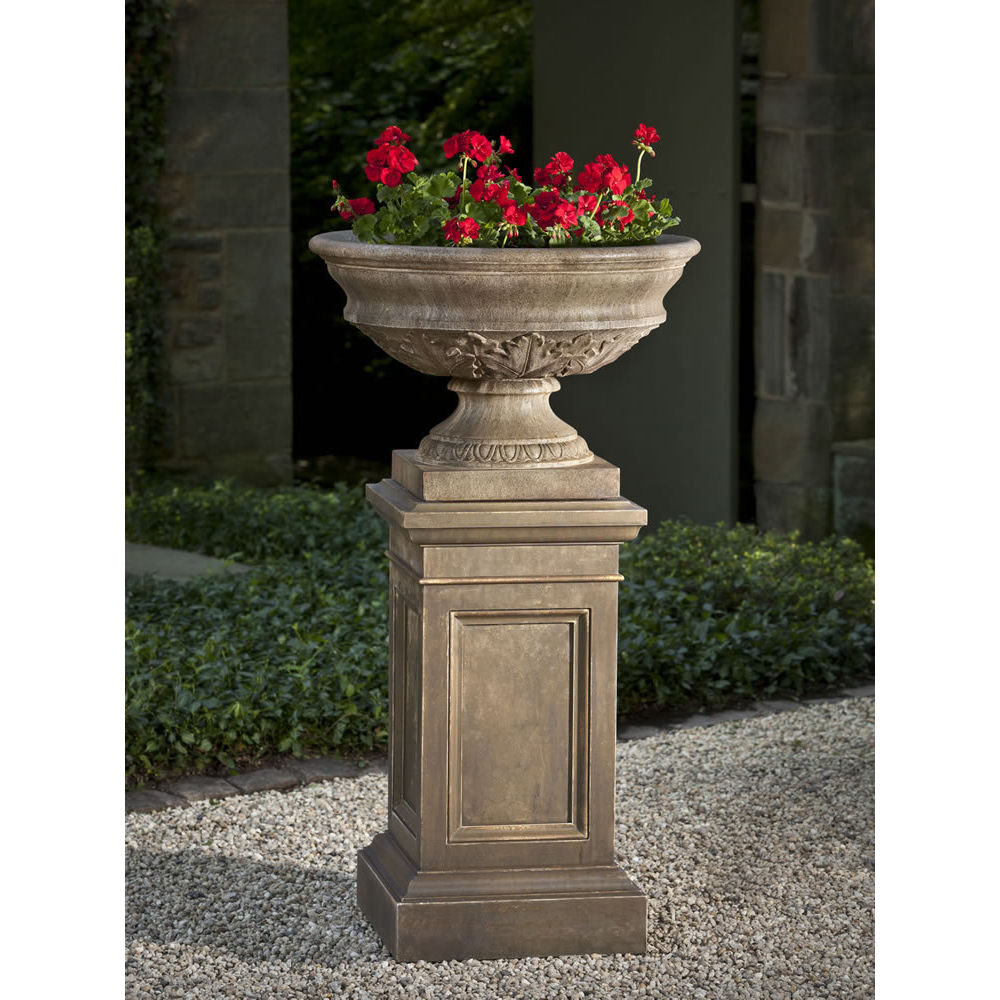 Large Cast Stone Coachhouse Urn on Pedestal | Kinsey Garden Decor