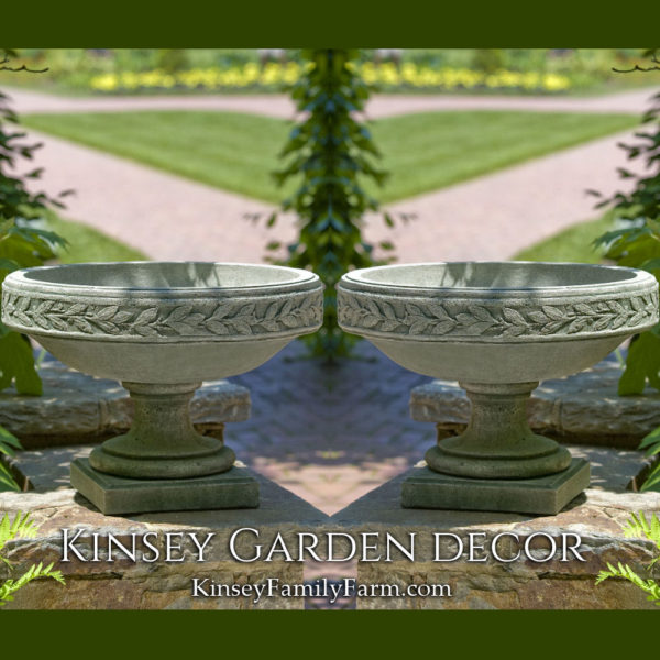 Kinsey Garden Decor Planter Longwood Laurel Banded Urn