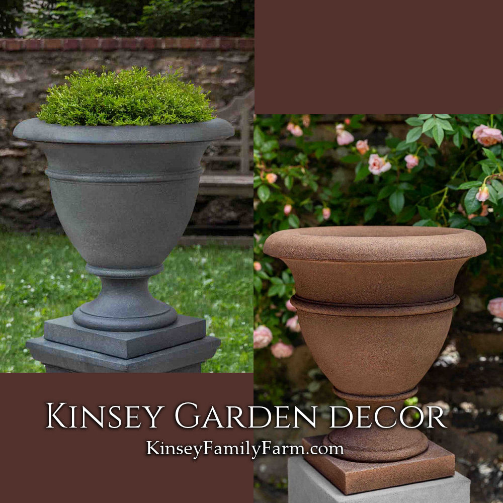 Weave Cast Stone Tall Round Planters Set Kinsey Garden Decor