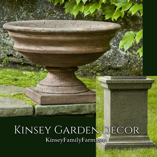 Kinsey Garden Decor newberry urn rustic greenwich pedestal