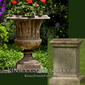 Narrow Pedestal For Garden Urn Statue-Made of Fiberstone by Orlandi FS8119 