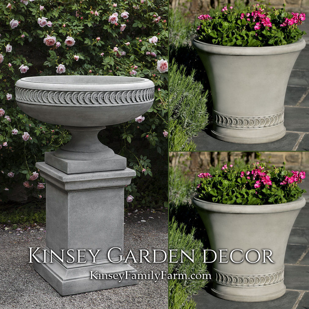 Urn Garden Pots and Planters Outdoor Decorative Stone Yard Accessories Flowers 