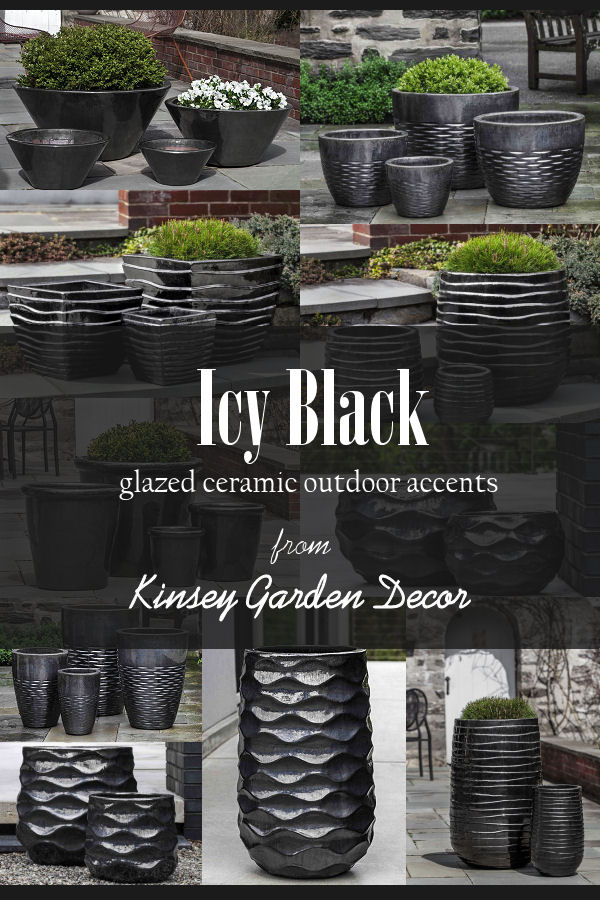 Modern Ceramic Ipanema Planter Ice Black Kinsey Garden Decor - Large Patio Planters Black
