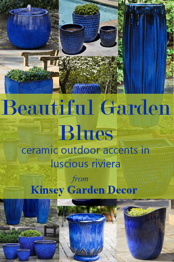 Kinsey Garden Decor ceramic garden accents Riviera blue