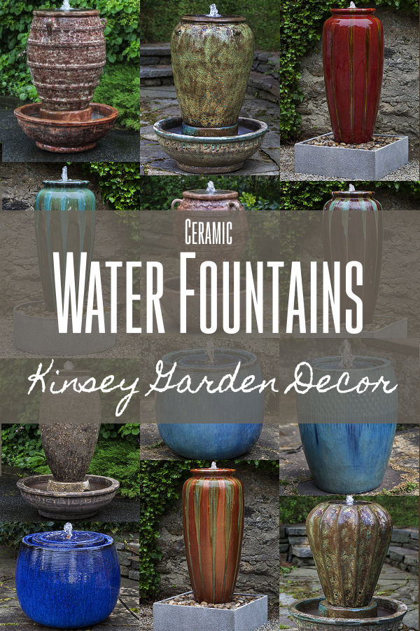 Ceramic Pottery Water Fountain Blue, Tall Outdoor Water Fountains
