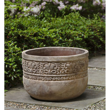 HC Companies 18 Inch Resin Garden Bowl Planter Pot, Terra Cotta Clay (2  Pack)