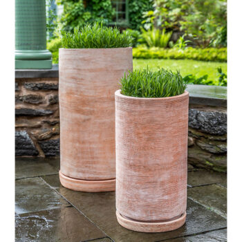 Kinsey Garden Decor Sgraffito Tall Planter Terra Cotta